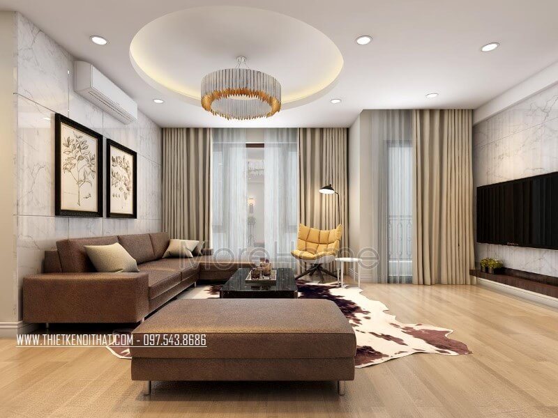 Nội thất phòng khách chung cư phong cách hiện đại là một trong những thiết kế nổi bật mang đến cảm giác sang trọng và thoải mái cho gia chủ Mẫu nội thất chung cư đẹp
